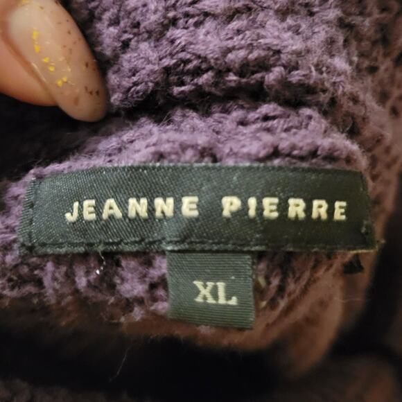 Jeanne Pierre Purple Cable Knit Cowl Neck Sweater Women's XL Cozy Pullover - Picture 6 of 9